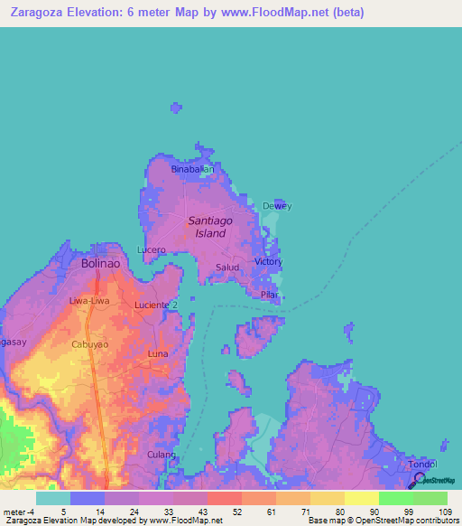 Zaragoza,Philippines Elevation Map