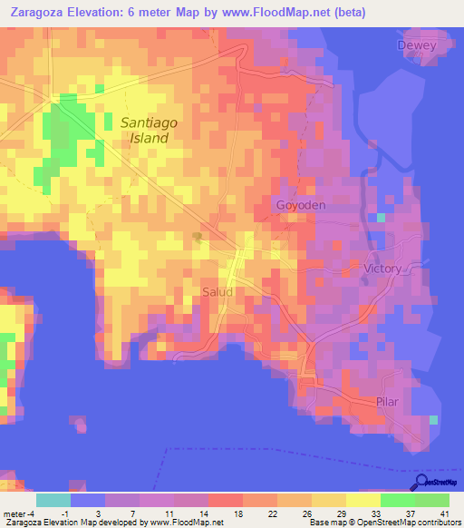 Zaragoza,Philippines Elevation Map