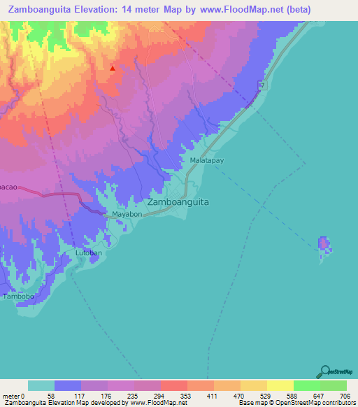 Zamboanguita,Philippines Elevation Map