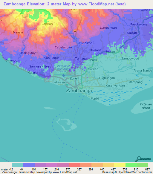 Zamboanga,Philippines Elevation Map