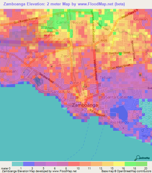 Zamboanga,Philippines Elevation Map