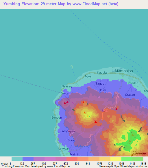 Yumbing,Philippines Elevation Map