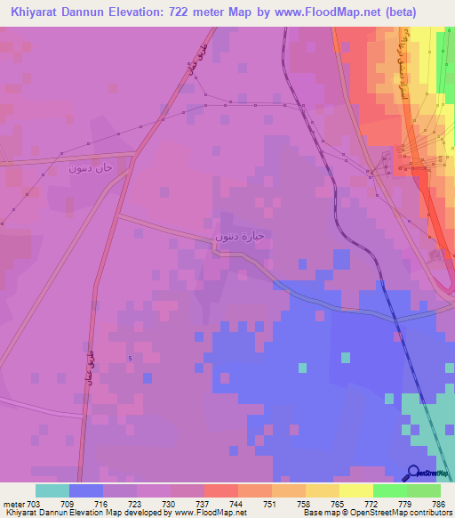 Khiyarat Dannun,Syria Elevation Map