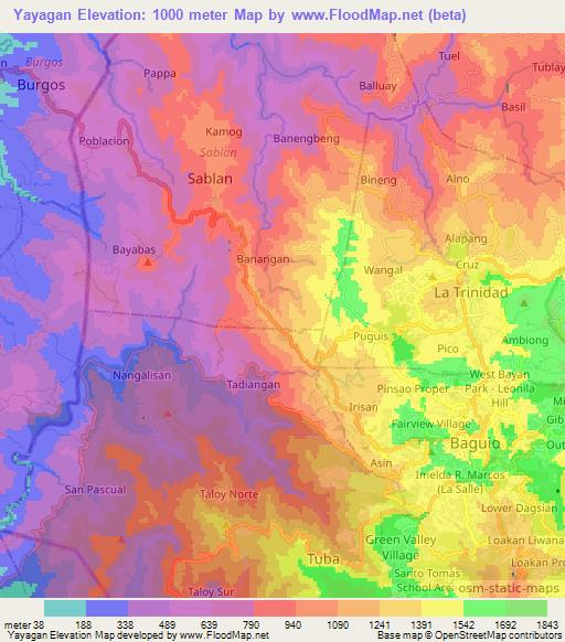 Yayagan,Philippines Elevation Map