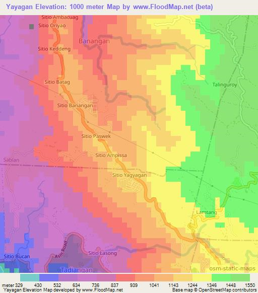 Yayagan,Philippines Elevation Map