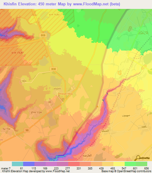Khisfin,Syria Elevation Map