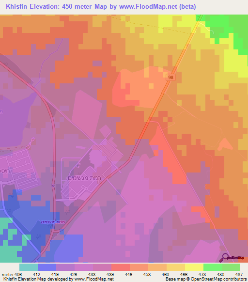Khisfin,Syria Elevation Map