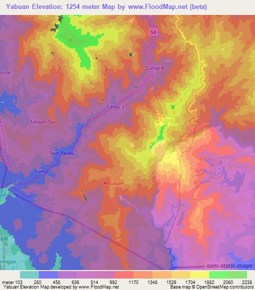 Yabuan,Philippines Elevation Map