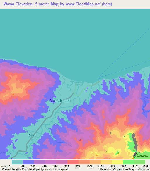 Wawa,Philippines Elevation Map
