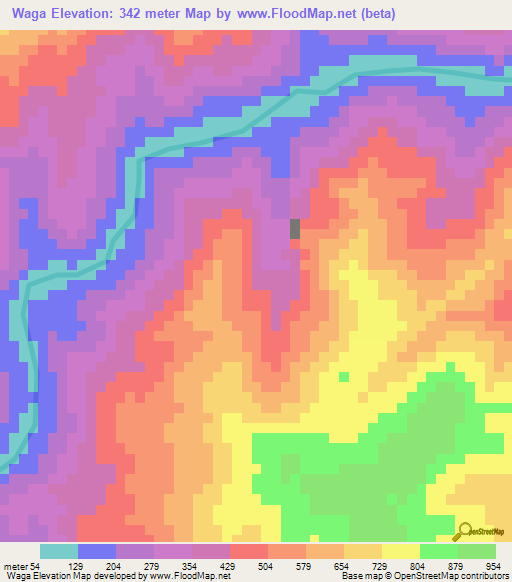 Waga,Philippines Elevation Map