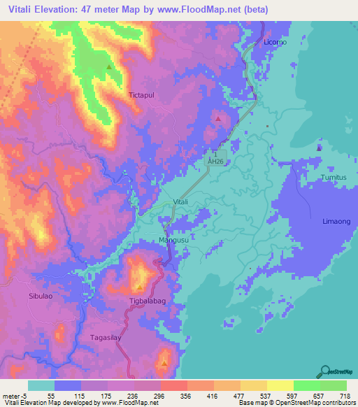 Vitali,Philippines Elevation Map