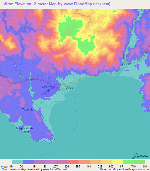 Virac,Philippines Elevation Map
