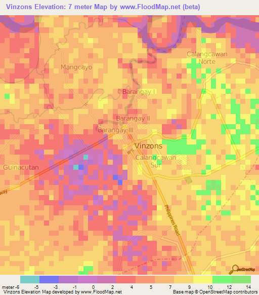 Vinzons,Philippines Elevation Map