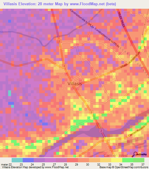 Villasis,Philippines Elevation Map
