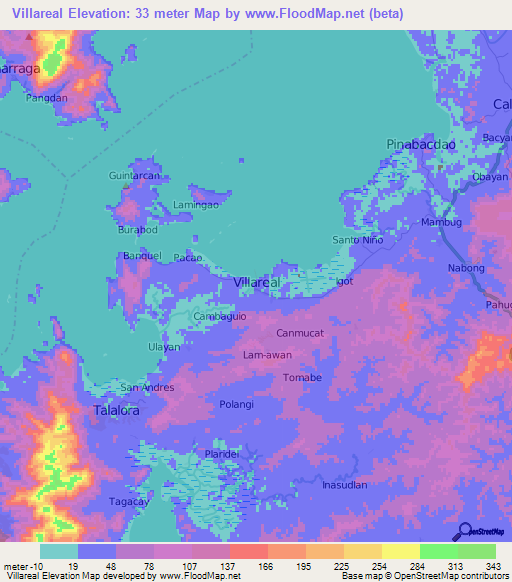 Villareal,Philippines Elevation Map