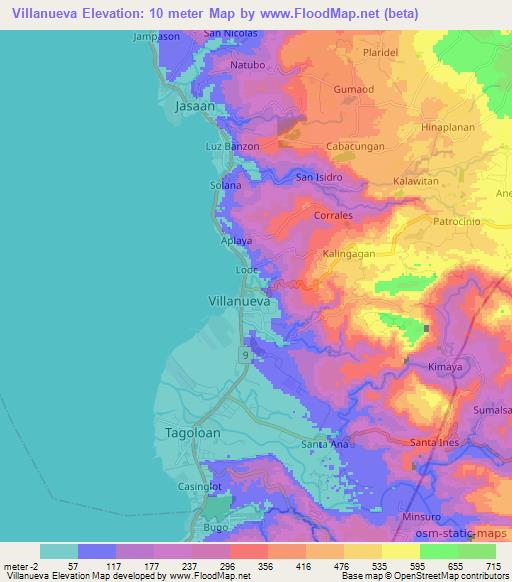 Villanueva,Philippines Elevation Map