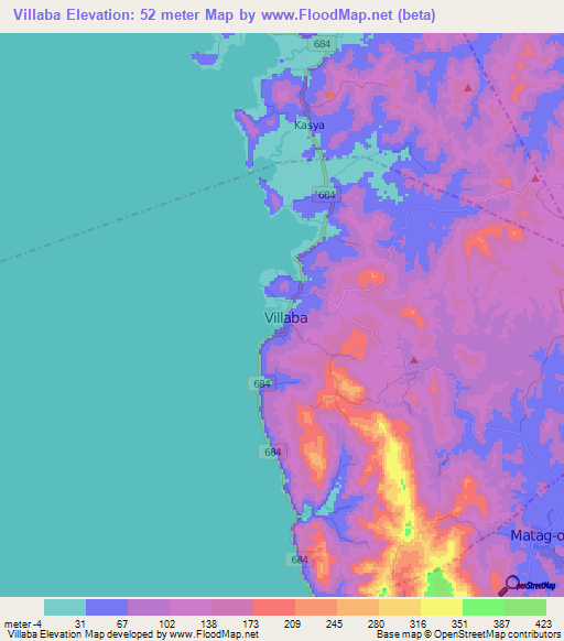Villaba,Philippines Elevation Map