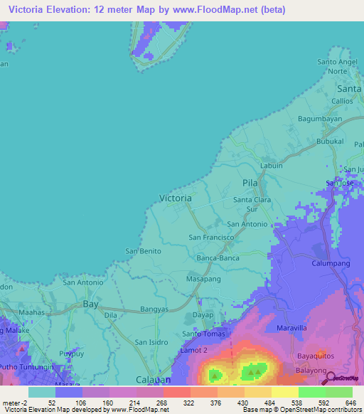 Victoria,Philippines Elevation Map