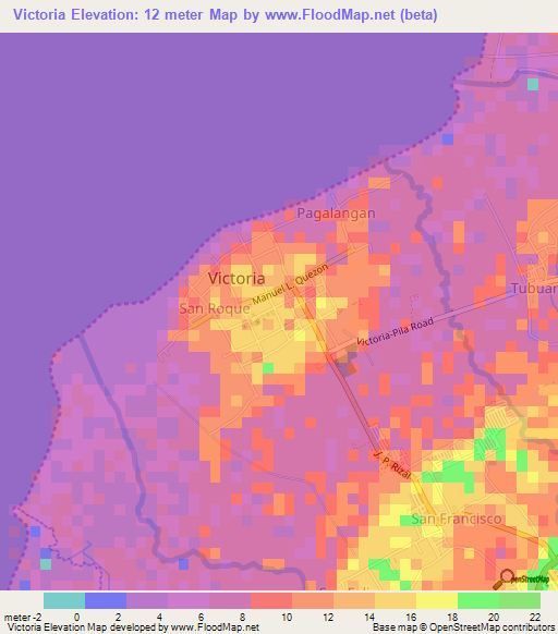 Victoria,Philippines Elevation Map