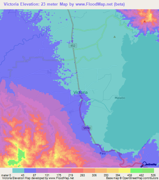 Victoria,Philippines Elevation Map