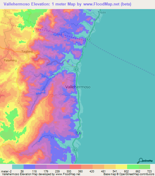 Vallehermoso,Philippines Elevation Map