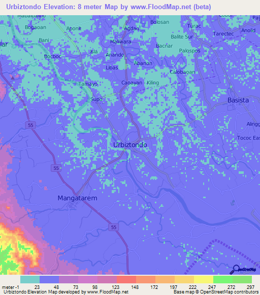 Urbiztondo,Philippines Elevation Map
