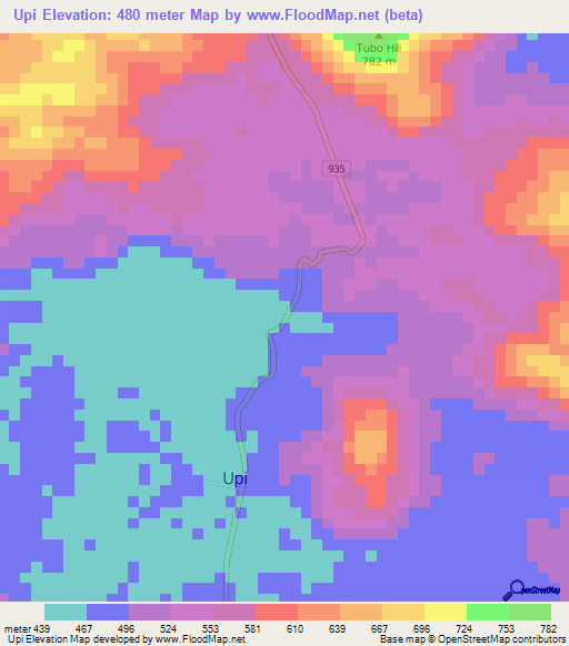 Upi,Philippines Elevation Map