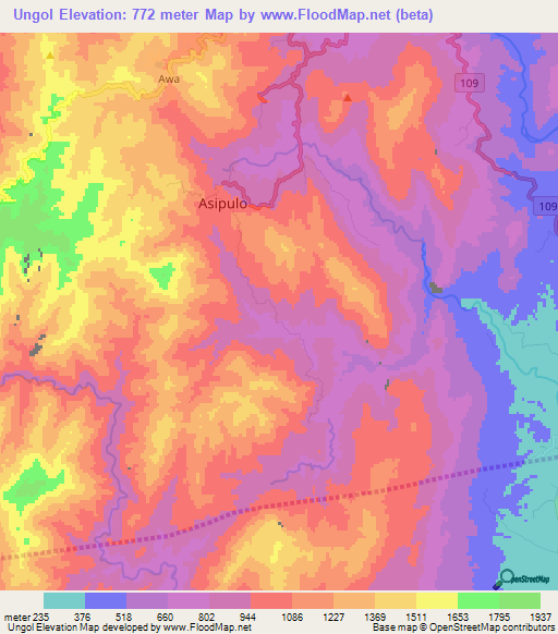 Ungol,Philippines Elevation Map