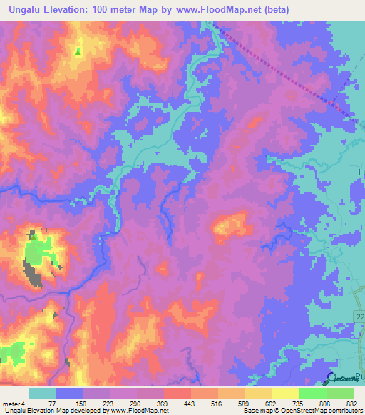 Ungalu,Philippines Elevation Map