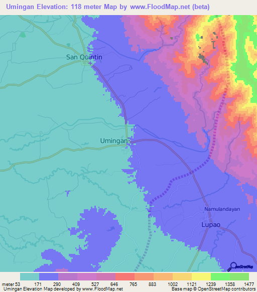 Umingan,Philippines Elevation Map