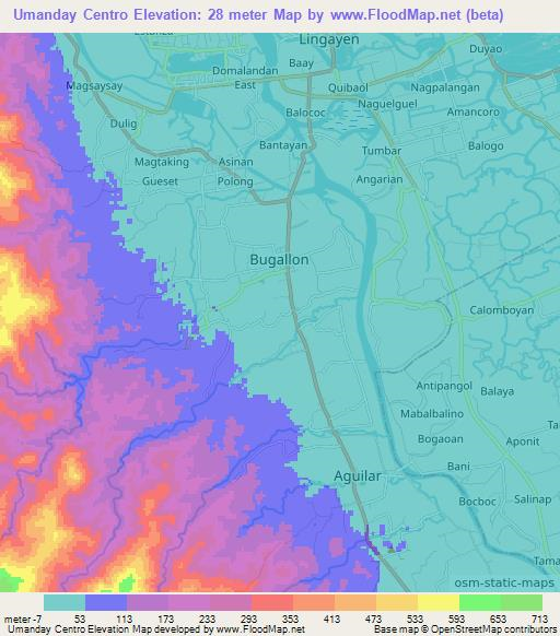 Umanday Centro,Philippines Elevation Map