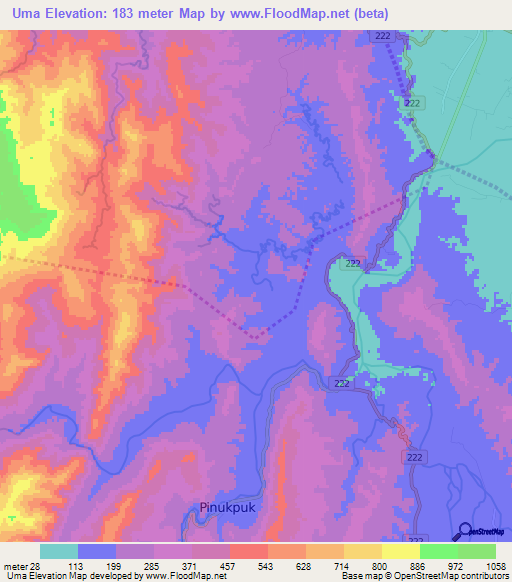 Uma,Philippines Elevation Map