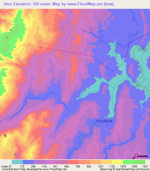 Uma,Philippines Elevation Map