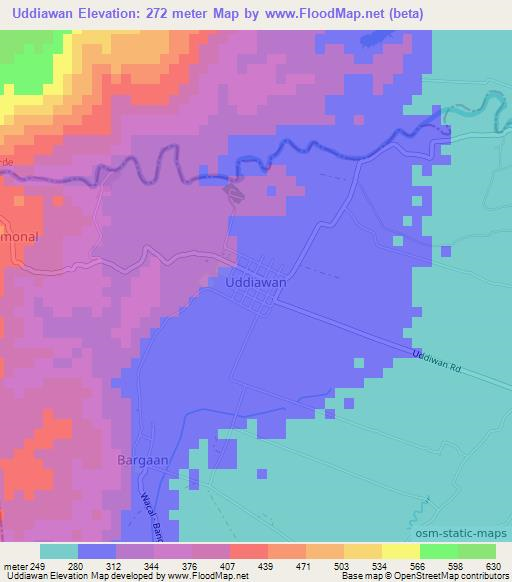 Uddiawan,Philippines Elevation Map