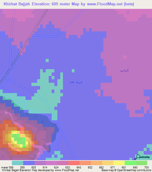 Khirbat Bajjah,Syria Elevation Map