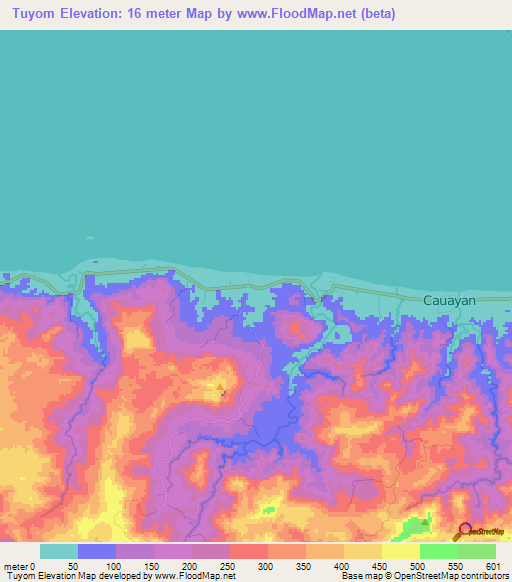 Tuyom,Philippines Elevation Map