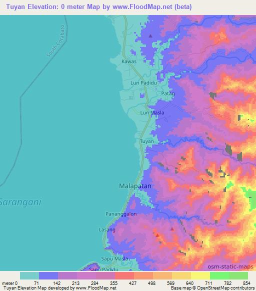 Tuyan,Philippines Elevation Map
