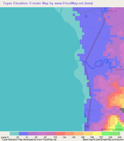 Tuyan,Philippines Elevation Map