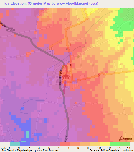 Tuy,Philippines Elevation Map