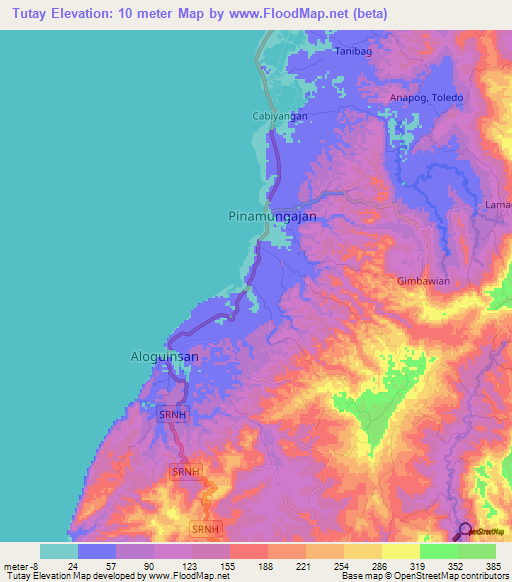 Tutay,Philippines Elevation Map