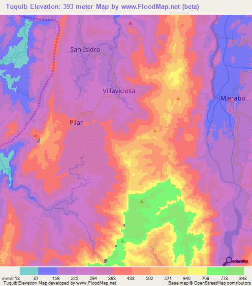 Tuquib,Philippines Elevation Map