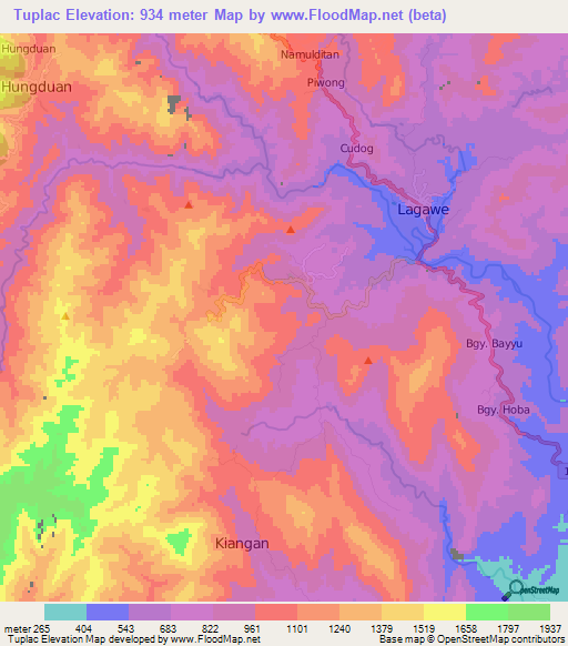 Tuplac,Philippines Elevation Map