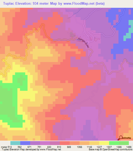 Tuplac,Philippines Elevation Map