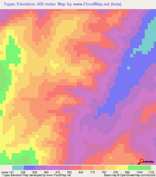 Tupac,Philippines Elevation Map