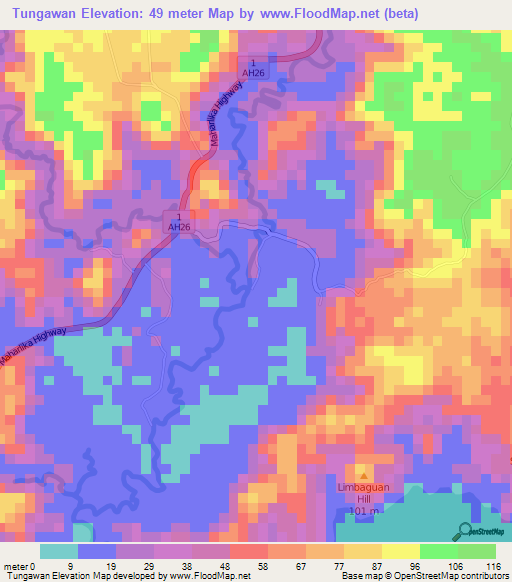 Tungawan,Philippines Elevation Map