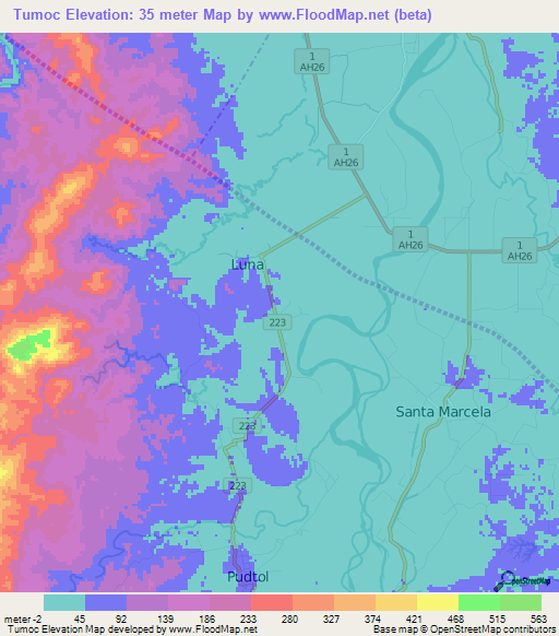 Tumoc,Philippines Elevation Map
