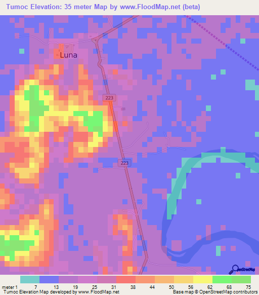 Tumoc,Philippines Elevation Map