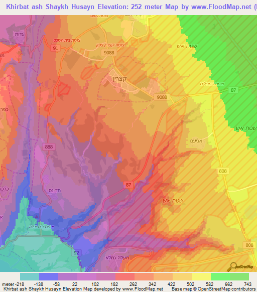 Khirbat ash Shaykh Husayn,Syria Elevation Map