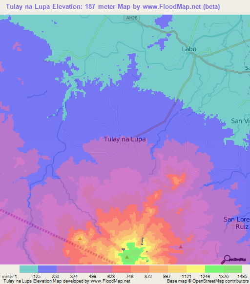 Tulay na Lupa,Philippines Elevation Map