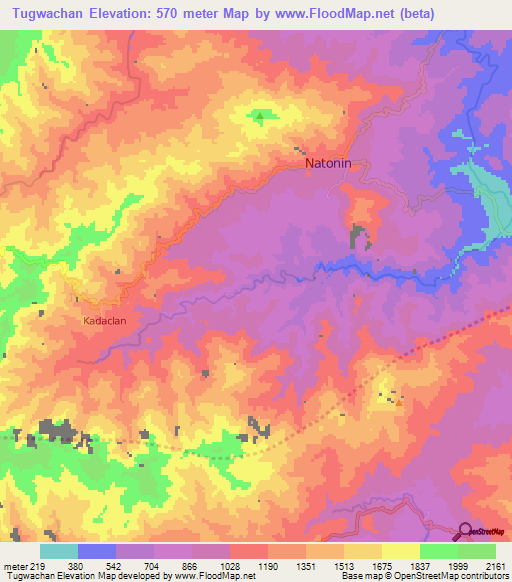 Tugwachan,Philippines Elevation Map